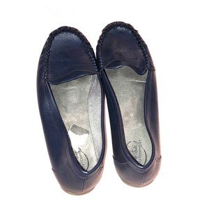 Navy Leather Loafers